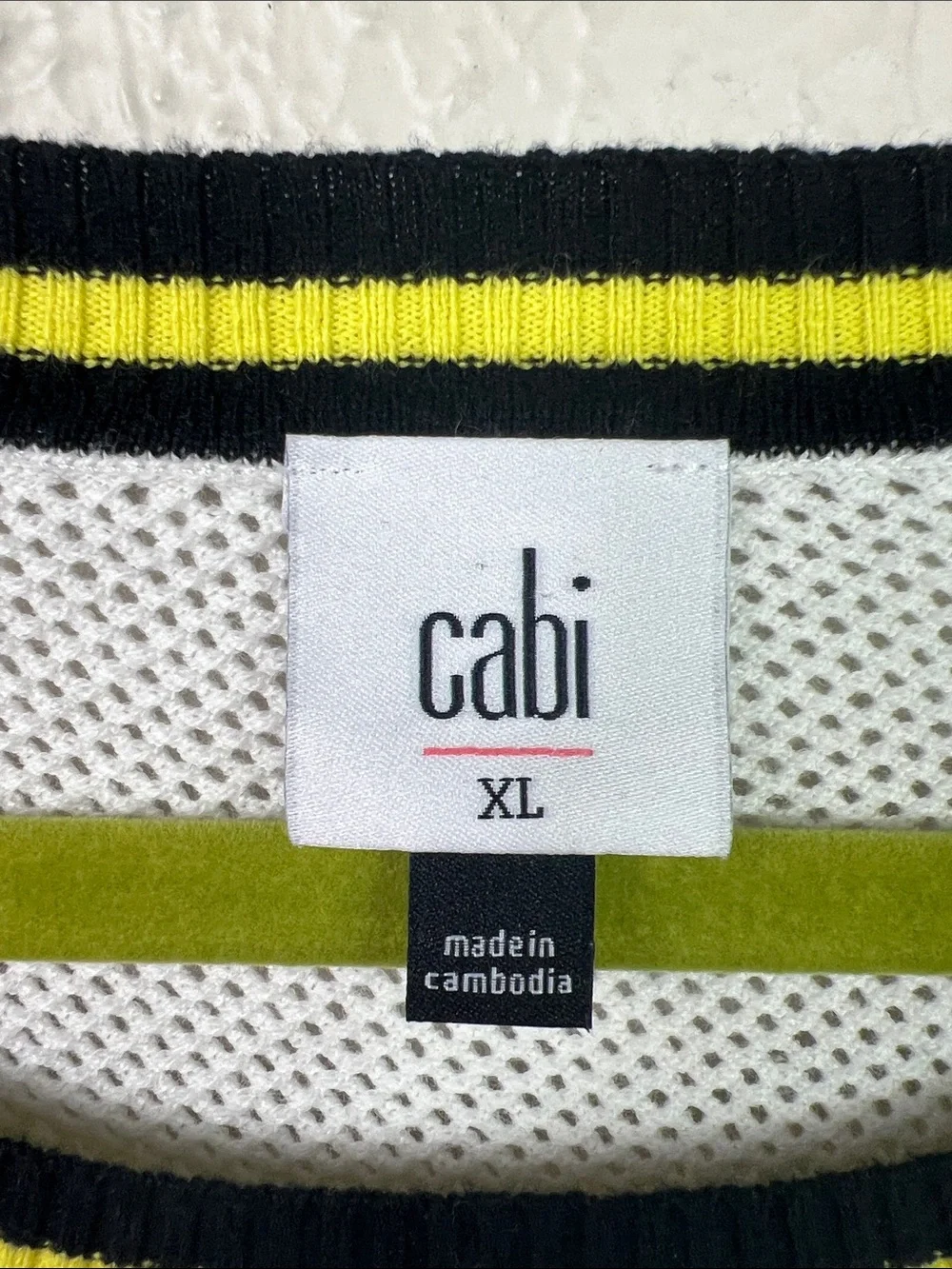 Cabi Parasol Cabana Stripe 3/4 Sleeve Pullover Sweater XL